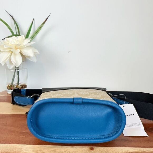 NWT Coach Track Small Flap‎ Crossbody In Colorblock Signature Canvas - Picture 5 of 8